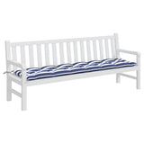 VidaXL coussin de banc de jardin rayé 200x50x7 cm tissu blanc et bleu