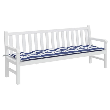 VidaXL coussin de banc de jardin rayé 200x50x7 cm tissu blanc et bleu