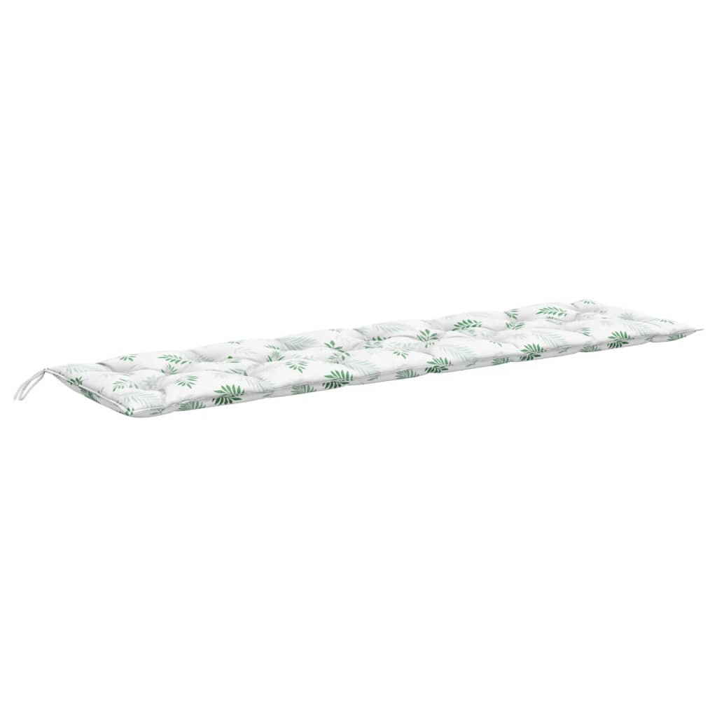 VidaXL coussin de banc de jardin motif feuille 200x50x7 cm tissu