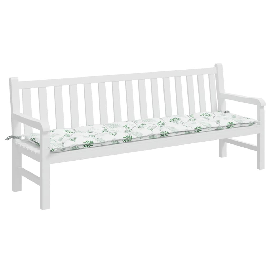 VidaXL coussin de banc de jardin motif feuille 200x50x7 cm tissu