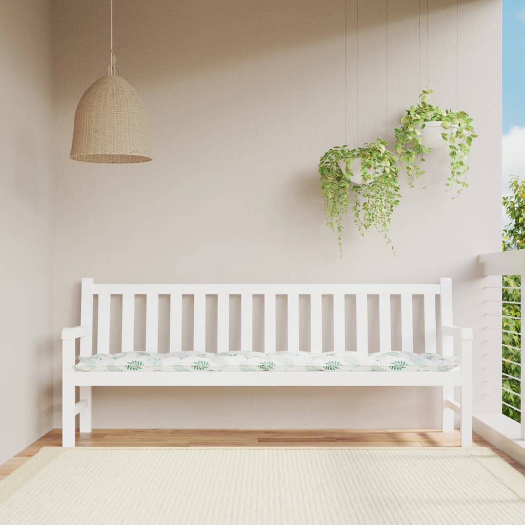 VidaXL coussin de banc de jardin motif feuille 200x50x7 cm tissu
