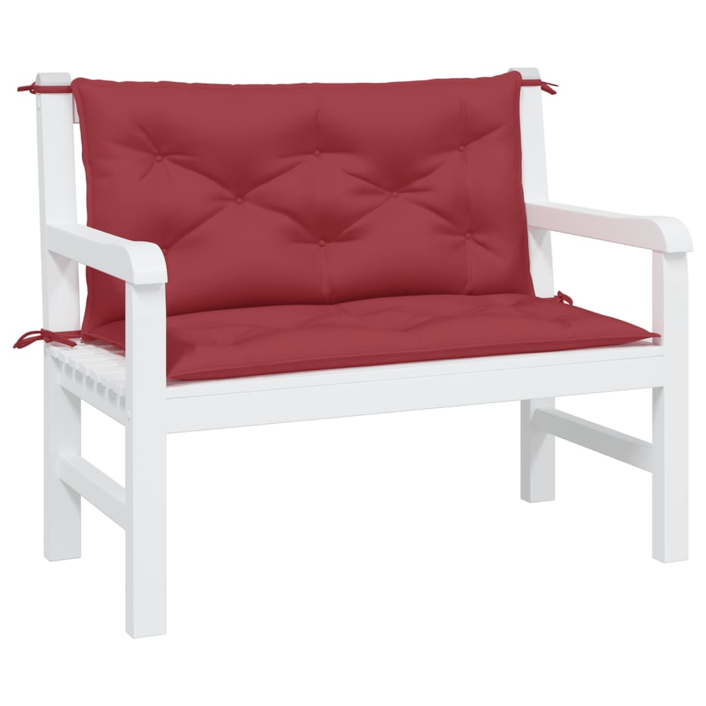 Vidaxx coussins de banc de jardin 2 pcs 100x50x7 cm tissu oxford rouge vin