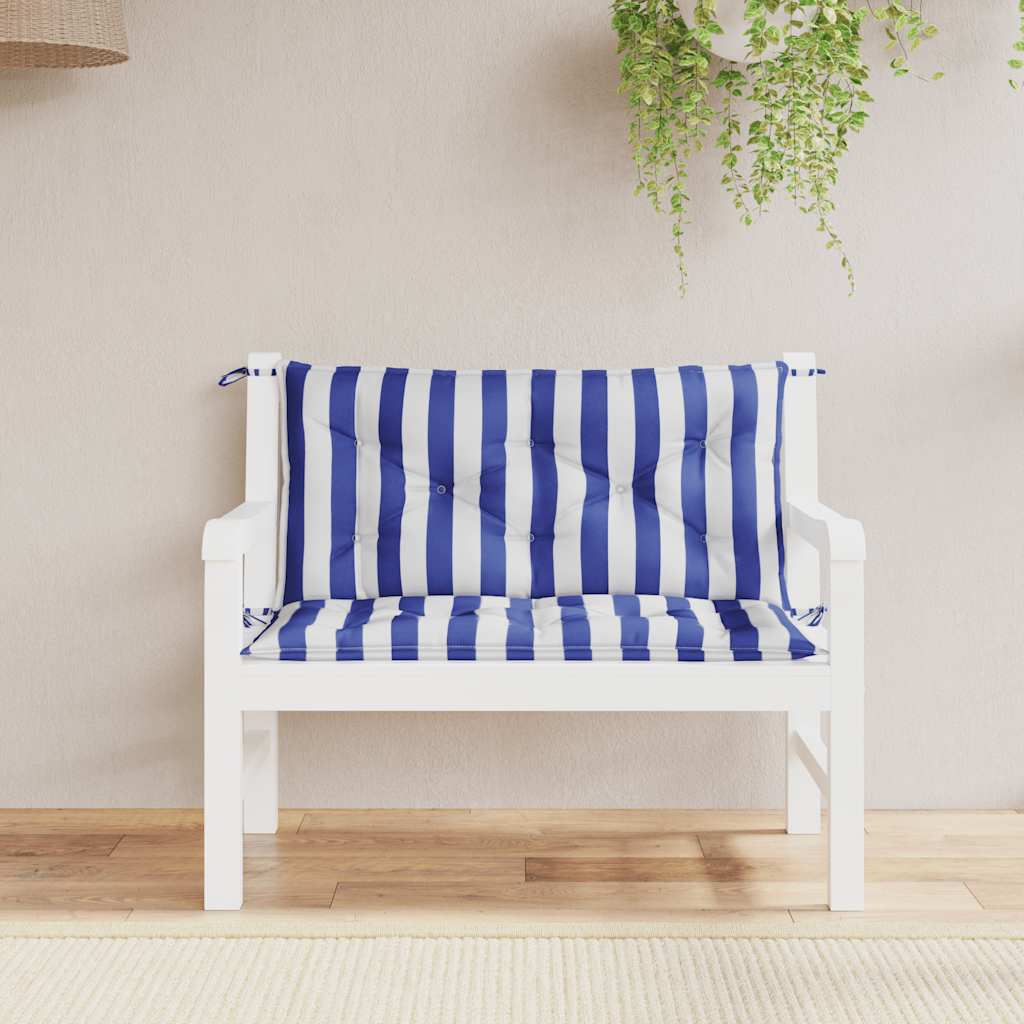 VidaXL coussins de banc de jardin 2 pcs rayé 100x50x7 cm tissu blanc et bleu