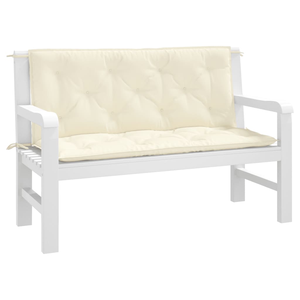 Vidaxx coussins de banc de jardin 2 pcs 120x50x7 cm tissu oxford blanc crème
