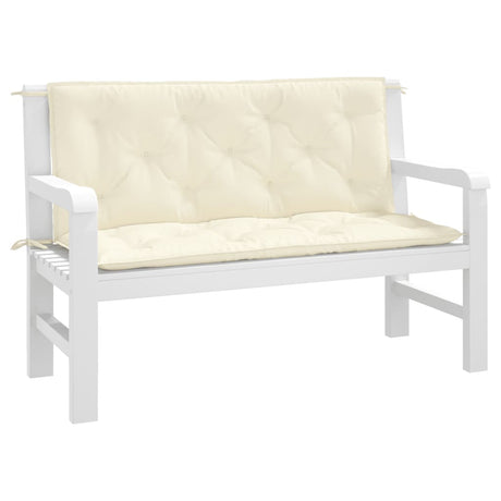 Vidaxx coussins de banc de jardin 2 pcs 120x50x7 cm tissu oxford blanc crème