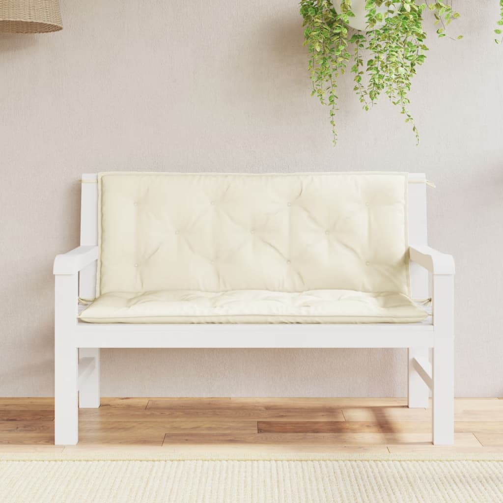Vidaxx coussins de banc de jardin 2 pcs 120x50x7 cm tissu oxford blanc crème