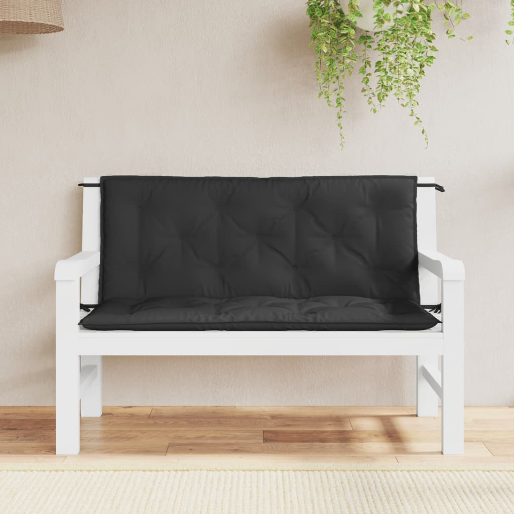 Vidaxl Garden Bench Cushions 2 PCS 120x50x7 Cm Tessuto di Oxford Nero