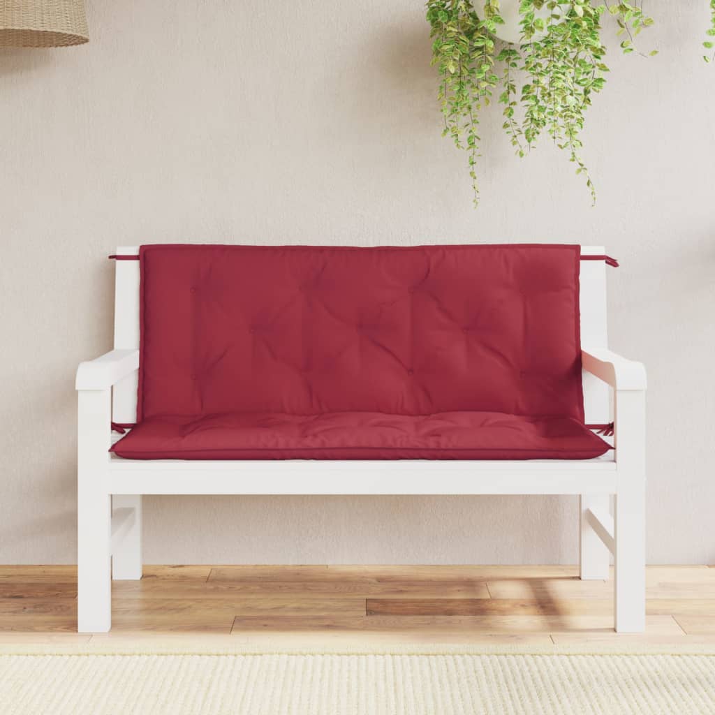 Vidaxx coussins de banc de jardin 2 pcs 120x50x7 cm tissu oxford rouge vin