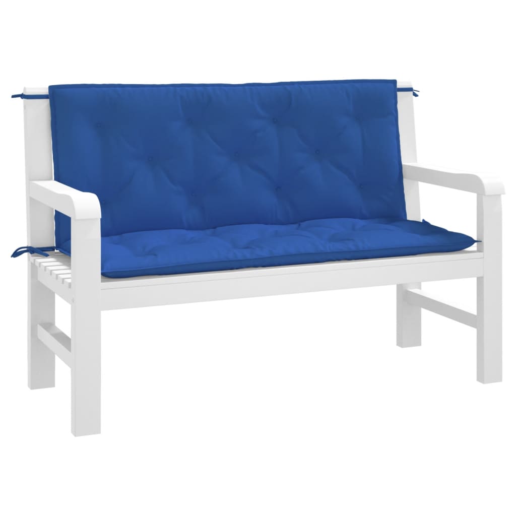 Vidaxl Garden Banch Cushions 2 PCS 120x50x7 cm tessuto blu blu