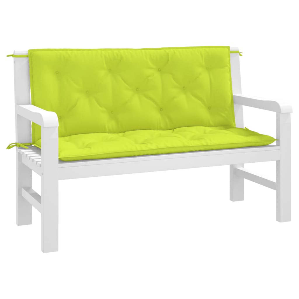 Vidaxx coussins de banc de jardin 2 pcs 120x50x7 cm tissu oxford vert vif