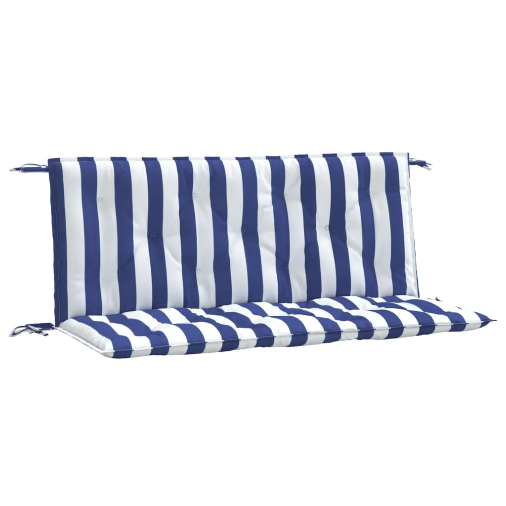 Vidaxl tuinbankkussens 2 st gestreept 120x50x7 cm stof wit en blauw