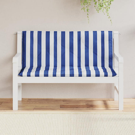 VidaXL coussins de banc de jardin 2 pcs rayé 120x50x7 cm tissu blanc et bleu