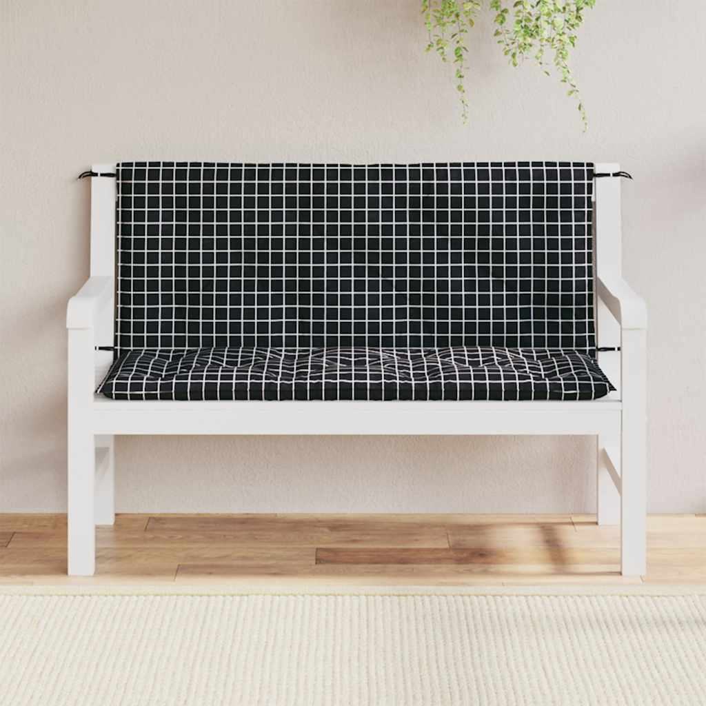Vidaxx coussins de banc de jardin 2 pcs motif losange 120x50x7 cm tissu noir