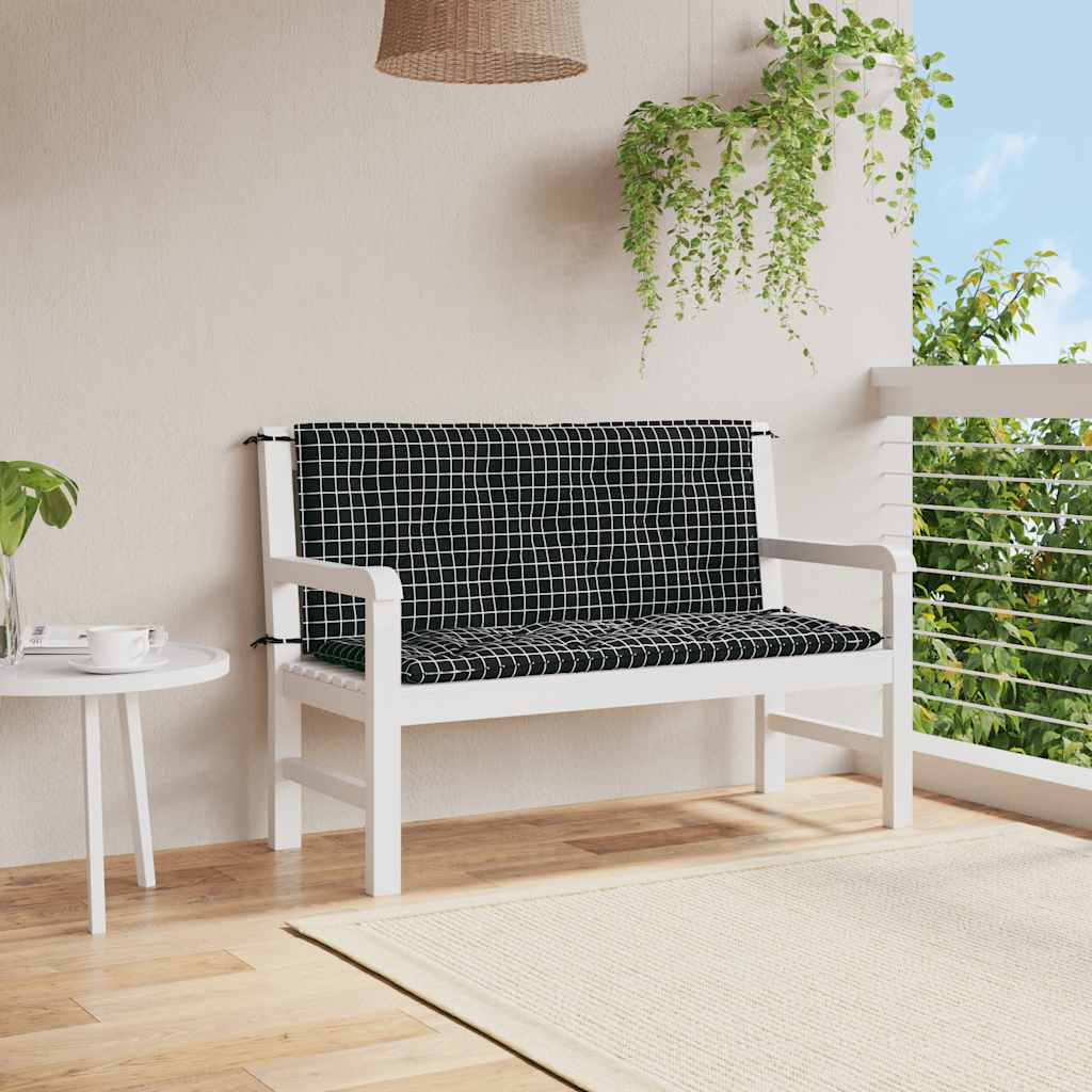 Vidaxx coussins de banc de jardin 2 pcs motif losange 120x50x7 cm tissu noir