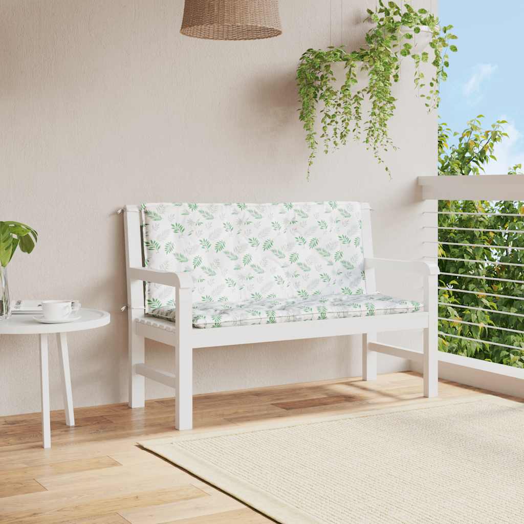 Vidaxx coussins de banc de jardin 2 pcs motif feuille 120x50x7 cm tissu
