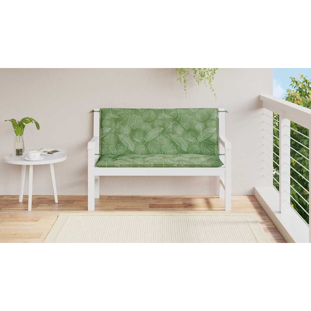 Vidaxx coussins de banc de jardin 2 pcs motif feuille 120x50x7 cm tissu