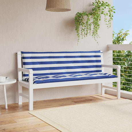 Vidaxx coussins de banc de jardin 2 pcs rayé 150x50x7 cm tissu blanc et bleu