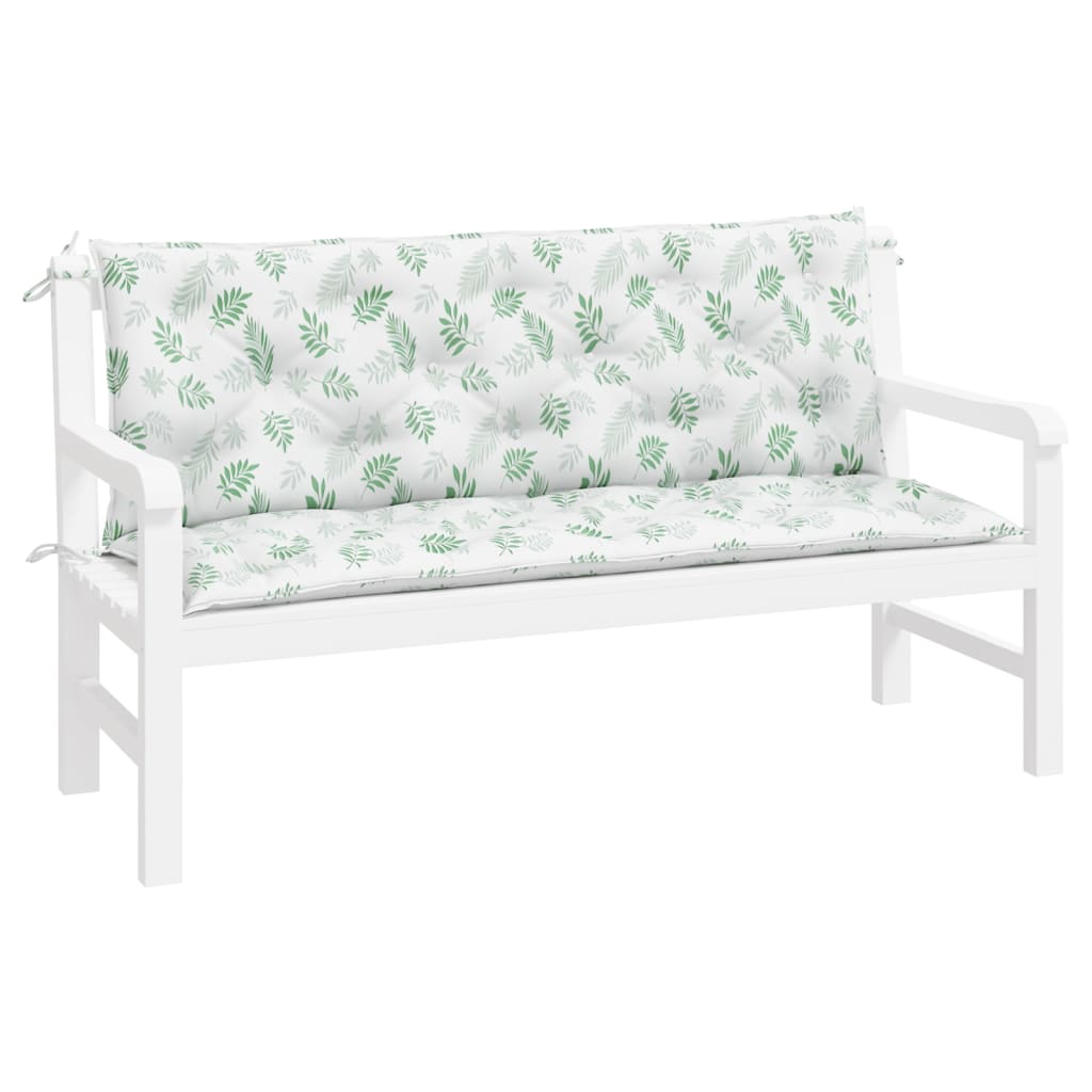 Vidaxl Garden Bench Cushions 2 pezzi Modello fogliare 150x50x7 cm tessuto