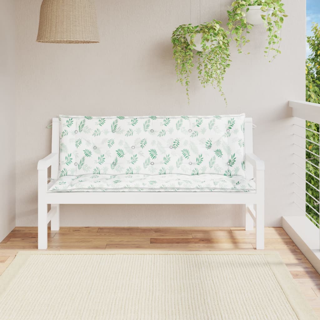 Vidaxl Garden Bench Cushions 2 pezzi Modello fogliare 150x50x7 cm tessuto