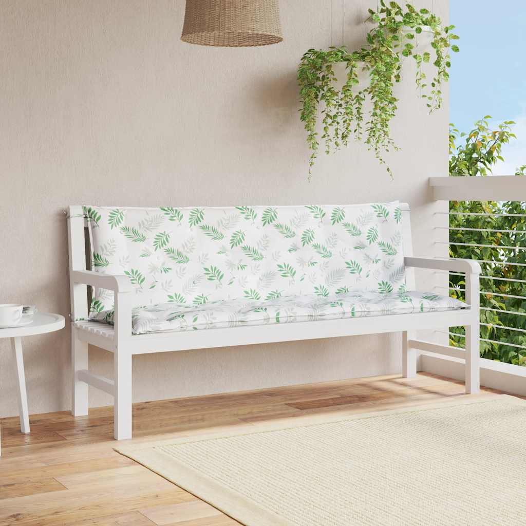 Vidaxx coussins de banc de jardin 2 pcs motif feuille 150x50x7 cm tissu