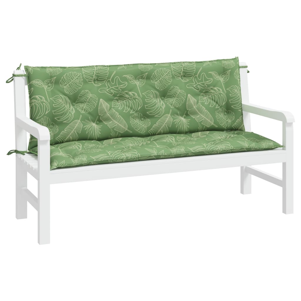 Vidaxl Garden Bench Cushions 2 PCS Patrón de hoja de 150x50x7 tela