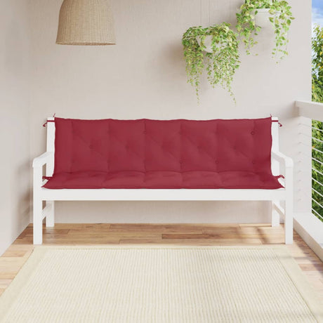 Vidaxx coussins de banc de jardin 2 pcs 180x50x7 cm tissu oxford rouge vin