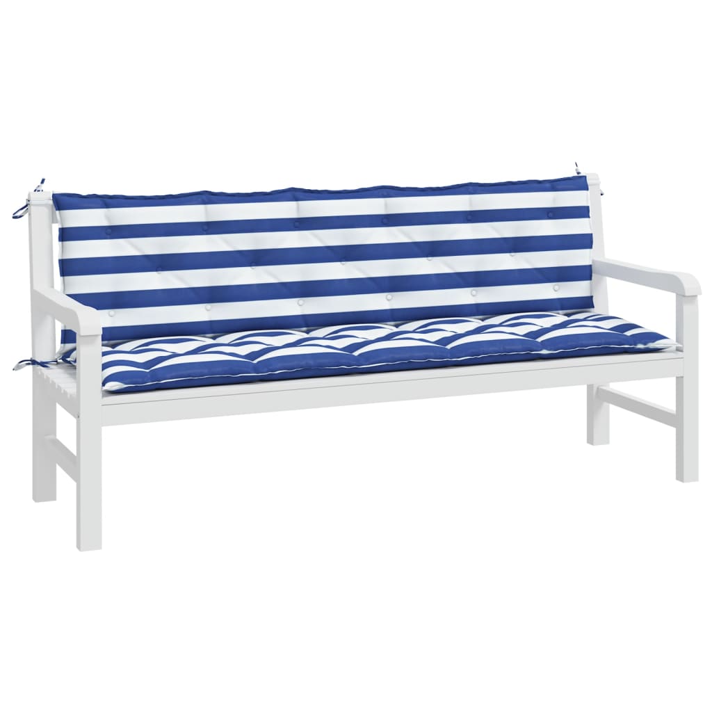 Vidaxl Garden Bench CUDIONS 2 St Oxford Fabric Striped White and Blue