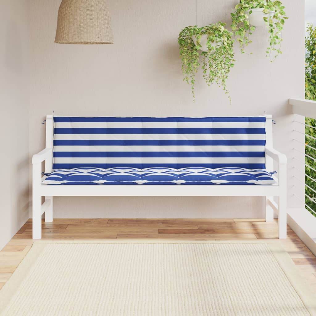 Vidaxl Garden Bench CUDIONS 2 St Oxford Fabric Striped White and Blue