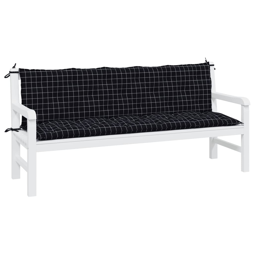 Vidaxl Garden Bench Cushions 2 St Oxford Fabric Doubt Pattern Black