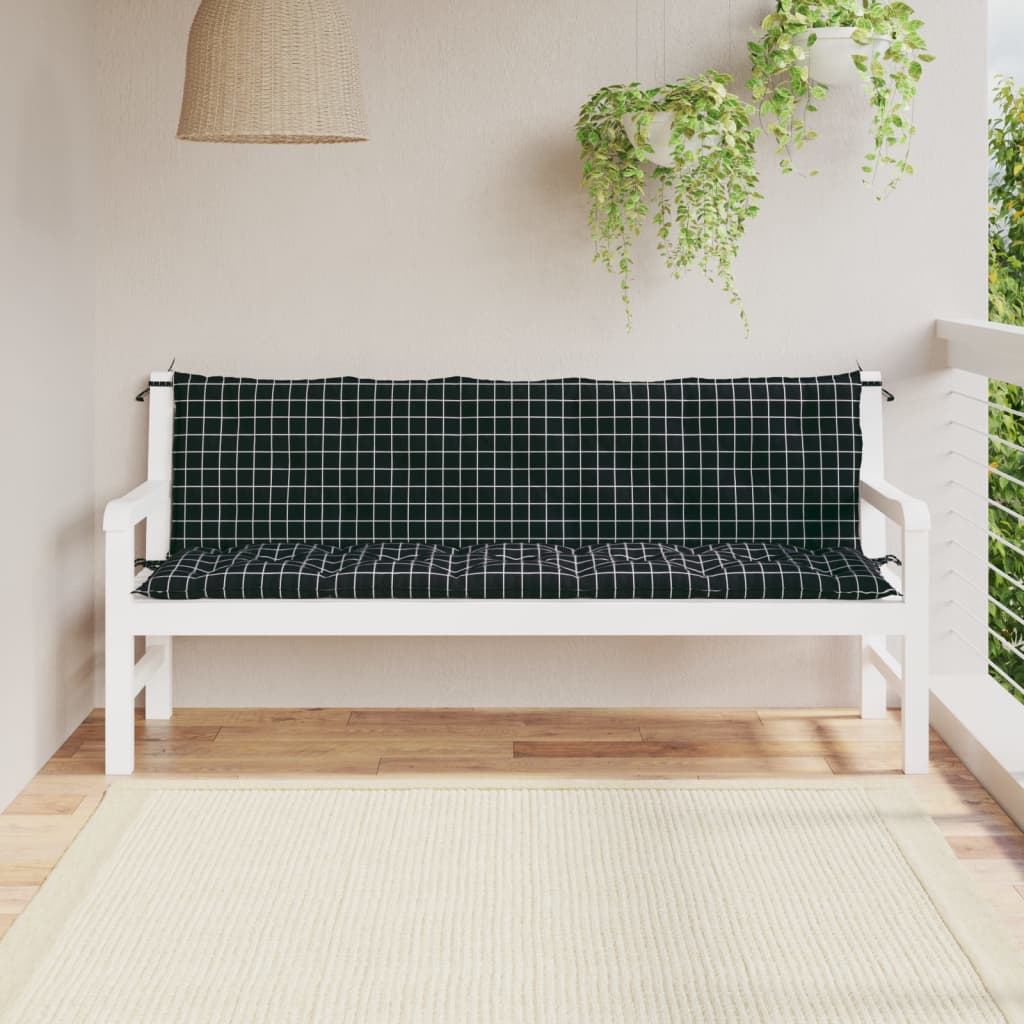 Vidaxl Garden Bench Cushions 2 St Oxford Fabric Doubt Pattern Black