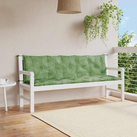 VidaXL coussins de banc de jardin 2 pcs tissu oxford motif feuille