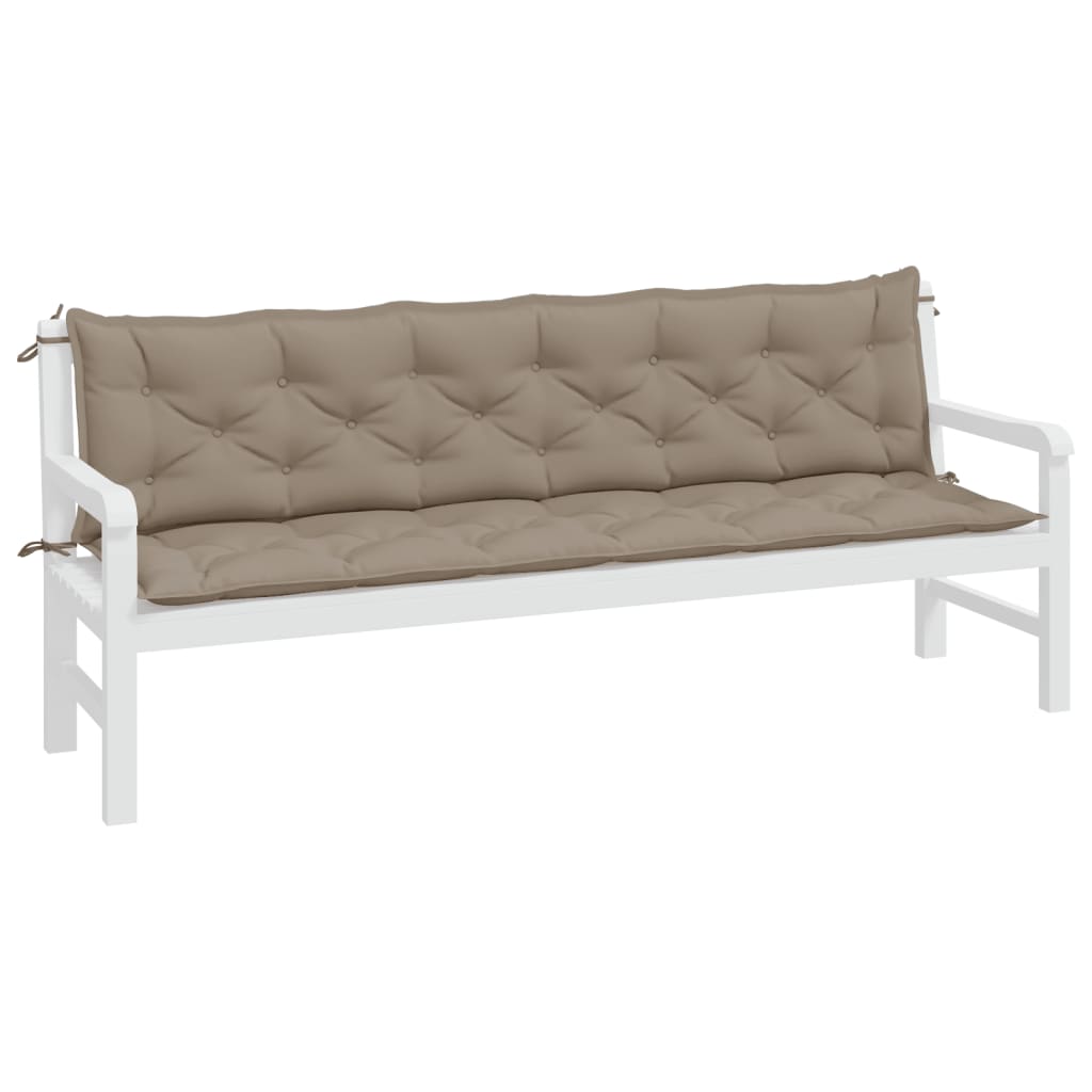 VidaXL coussins de banc de jardin 2 pcs 200x50x7 cm tissu oxford taupe