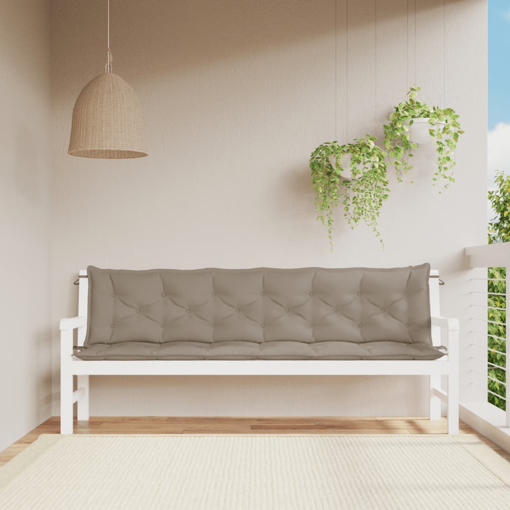 VidaXL coussins de banc de jardin 2 pcs 200x50x7 cm tissu oxford taupe