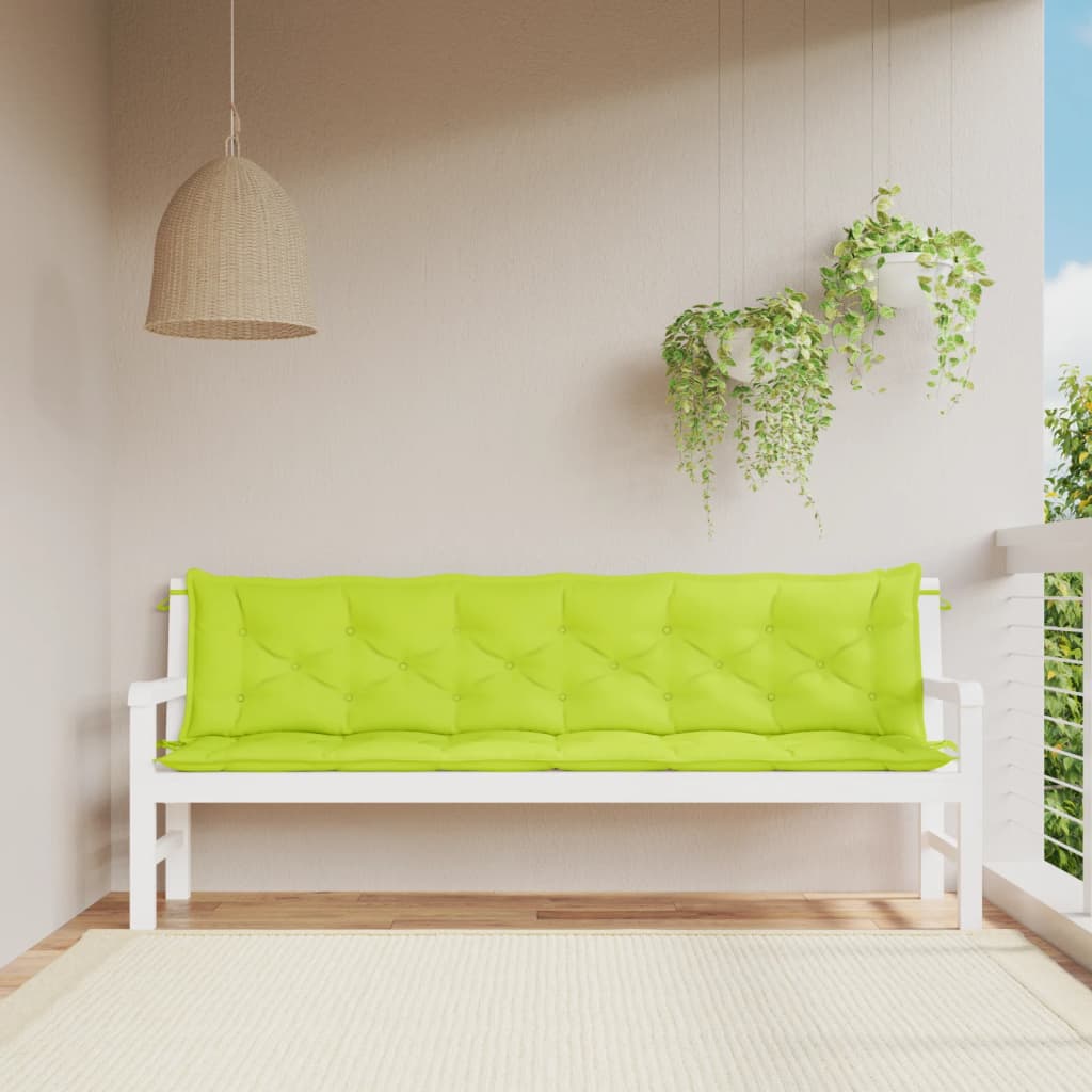 Vidaxx coussins de banc de jardin 2 pcs 200x50x7 cm tissu oxford vert vif