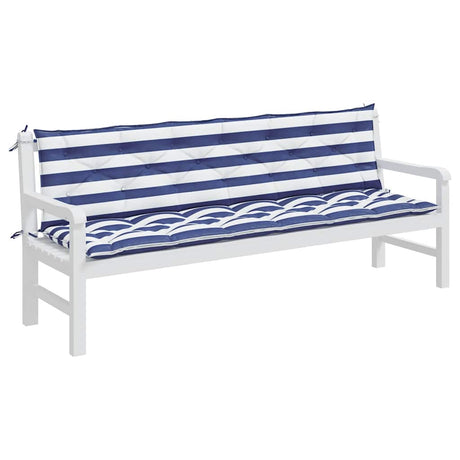 Vidaxx coussins de banc de jardin 2 pcs rayé 200x50x7 cm tissu blanc et bleu