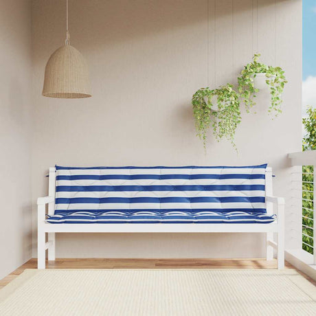 Vidaxx coussins de banc de jardin 2 pcs rayé 200x50x7 cm tissu blanc et bleu