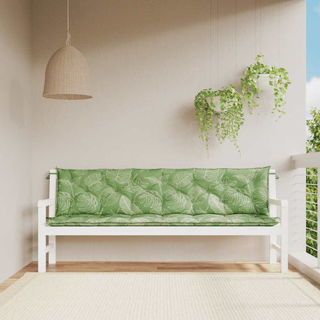 Vidaxx coussins de banc de jardin 2 pcs motif feuille 200x50x7 cm tissu