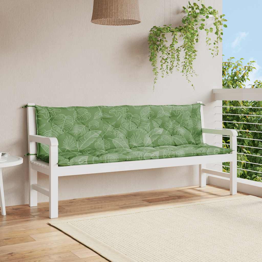 Vidaxx coussins de banc de jardin 2 pcs motif feuille 200x50x7 cm tissu
