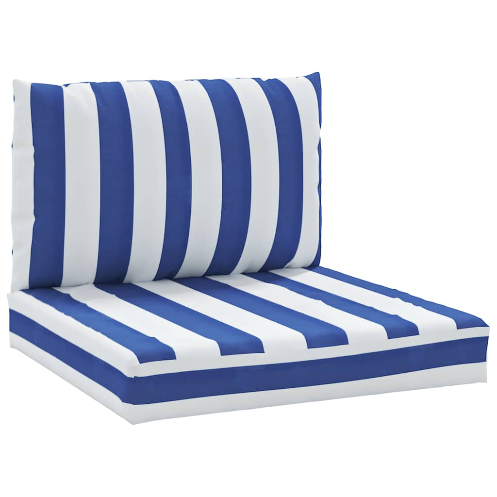 VidaXL coussins de palette 2 pcs tissu oxford rayé blanc et bleu