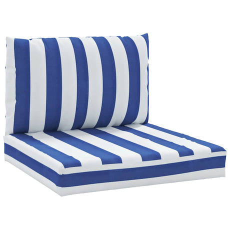 VidaXL coussins de palette 2 pcs tissu oxford rayé blanc et bleu