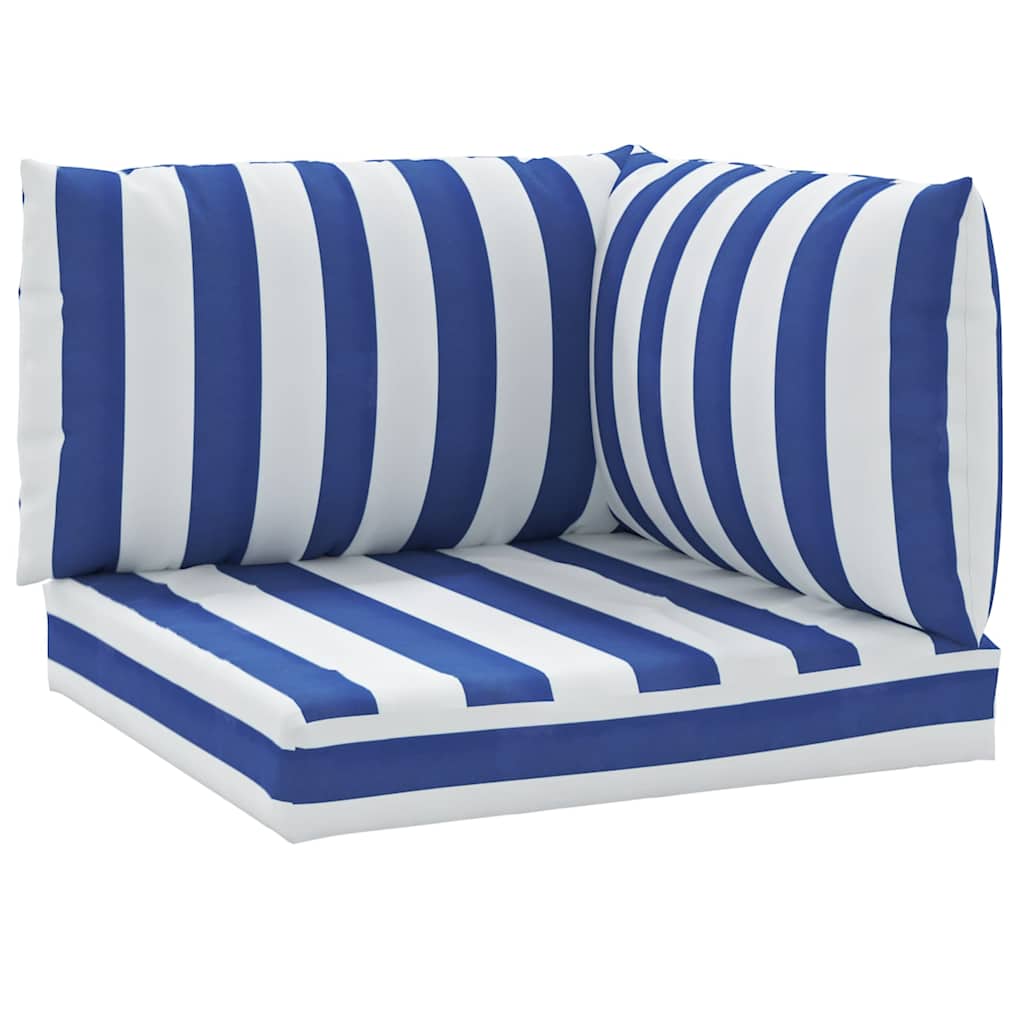 VidaXL coussins de palette 3 pcs tissu oxford rayé blanc et bleu