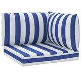 VidaXL coussins de palette 3 pcs tissu oxford rayé blanc et bleu