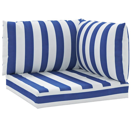 VidaXL coussins de palette 3 pcs tissu oxford rayé blanc et bleu