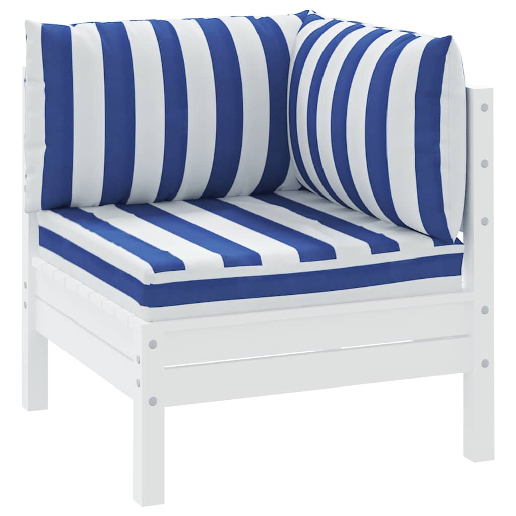 VidaXL coussins de palette 3 pcs tissu oxford rayé blanc et bleu