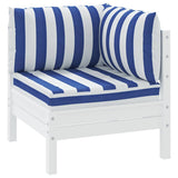 VidaXL coussins de palette 3 pcs tissu oxford rayé blanc et bleu