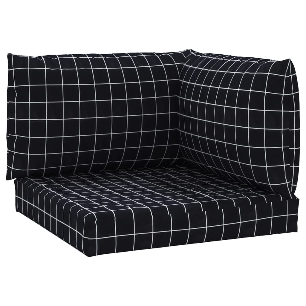 VidaXL coussins de palette 3 pcs motif losange tissu oxford noir