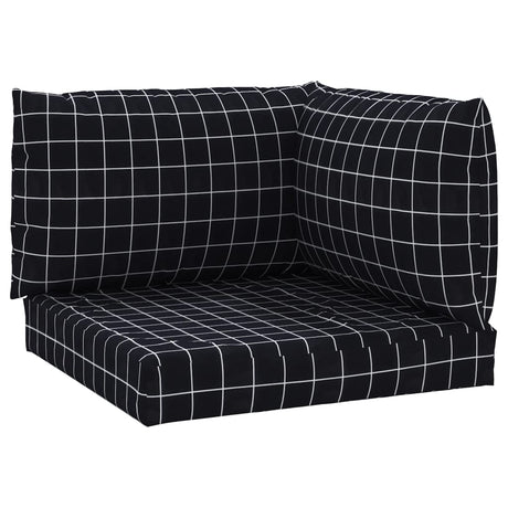 VidaXL coussins de palette 3 pcs motif losange tissu oxford noir