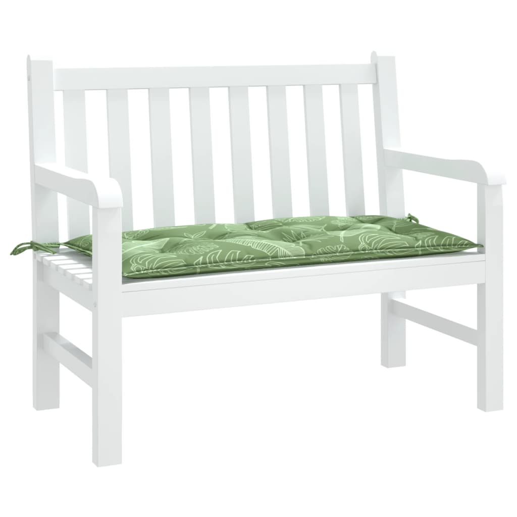 VidaXL coussin de banc de jardin motif feuille 110x50x7 cm tissu