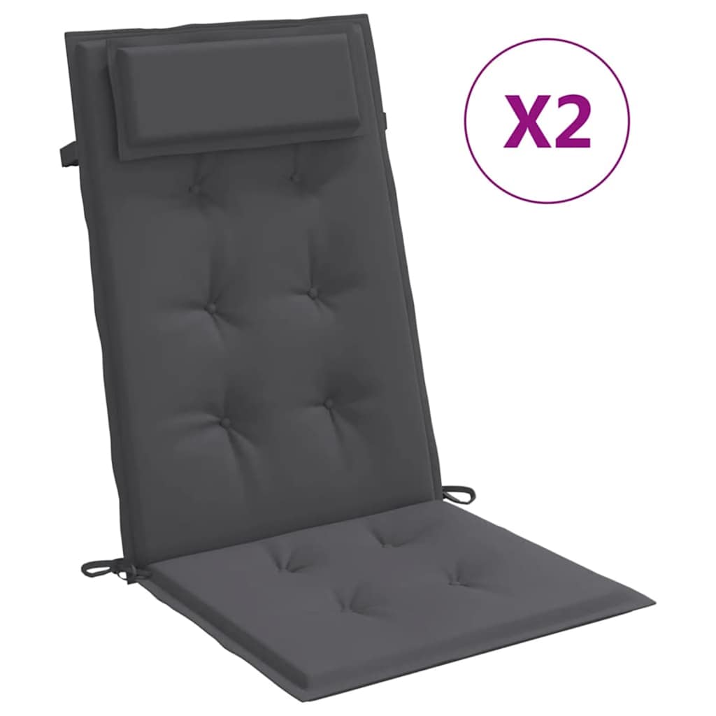 VidaXL coussins de chaise 2 pcs dossier haut tissu oxford anthracite