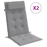 Cojines de silla de Vidaxl 2 st de alto oxford tela de oxford gris